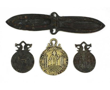 BILLY AND CHARLEY (OR THE SHADWELL FORGERIES),c.1860, a pair of Billy and Charley brass medallions cast with decoration of me