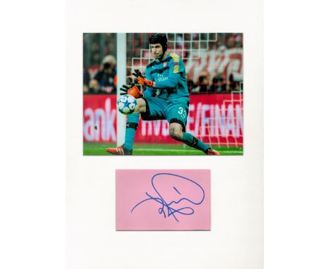 Football Petr Cech 16x12 overall Arsenal mounted signature piece includes signed album page and a colour photo pictured in ac