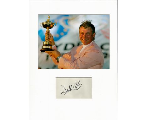 Golf Darren Clarke 16x12 overall mounted signature piece includes a signed album page and a superb colour photo holding the R