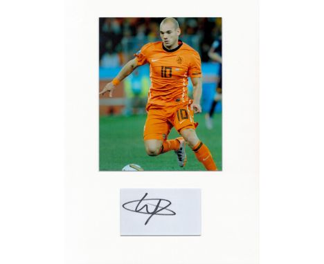 Football Wesley Sneijder 16x12 overall Netherlands mounted signature piece includes signed album page and superb colour photo