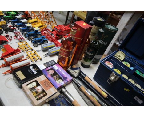 A quantity of whisky miniatures; a bottle of Johnny Walker Red Label; a bottle of Glenmorangie single Highland rare malt Scot