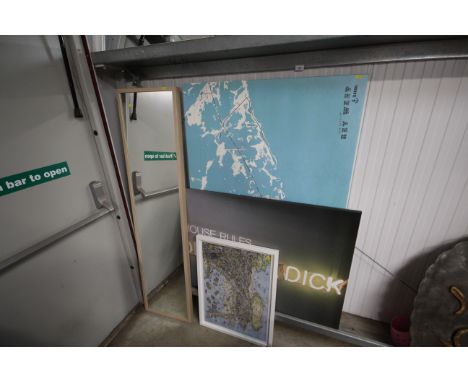 A print depicting St Ives, a novelty print on canvas, 'House Rules Don't be a Dick'; one other print on canvas 'The City of K