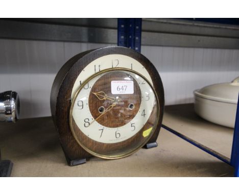 A Smiths two hole oak cased Mantel clock