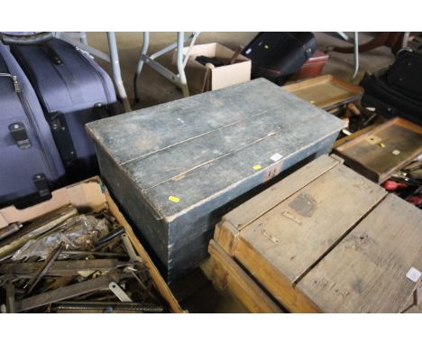 A pine painted storage trunk