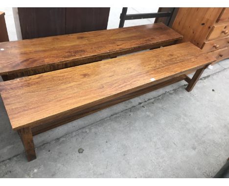 TWO MAHOGANY BENCH SEATS 