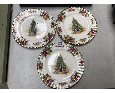 THREE ROYAL ALBERT OLD COUNTRY ROSES CERAMIC CHRISTMAS PLATES 