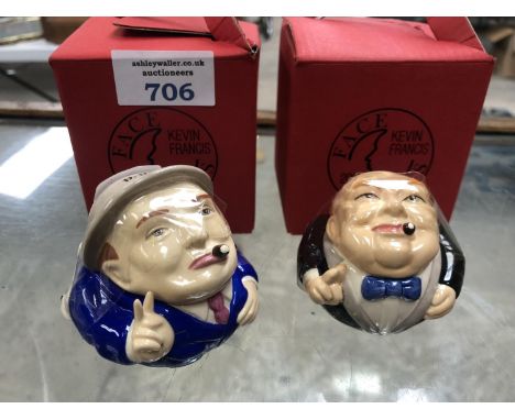 A PAIR OF BOXED 'KEVIN FRANCIS' CERAMIC CHURCHILL POTS 