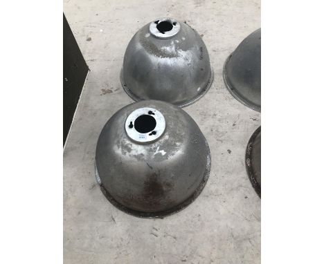 TWO ALUMINIUM INDUSTRIAL LAMP SHADES 55CM DIAMETER 