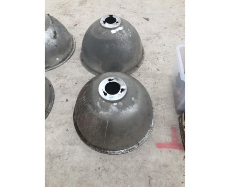 TWO ALUMINIUM INDUSTRIAL LAMP SHADES 55CM DIAMETER 