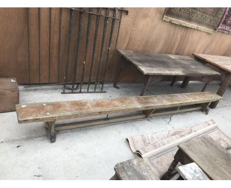 A VINTAGE SCHOOL GYM BENCH 335CM LONG 