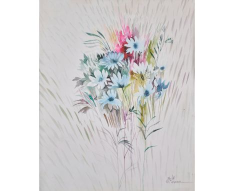 ALI BAYOUMI (EGYPTIAN 1955-2019) FLOWERS NO 2signed and dated in English and Arabic ALI BAYOUMI '89 lower rightwatercolour on