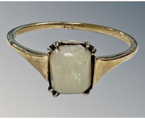 A 9ct yellow gold opal ring, N, 1.5g, opal approximately 6 mm x 5 mm.