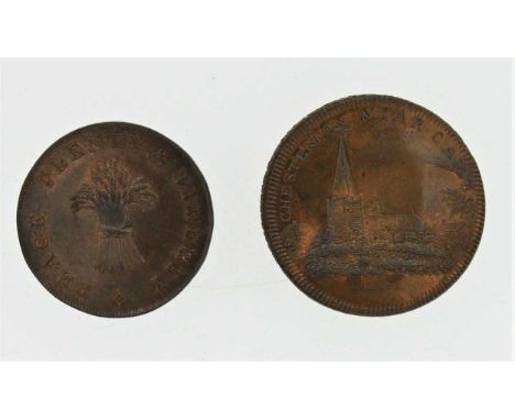 British 18th Century Tokens, Cambridge, Skidmore’s Globe series, Penny 1797, Chesterton, St Andrew’s Church, lettering to edg