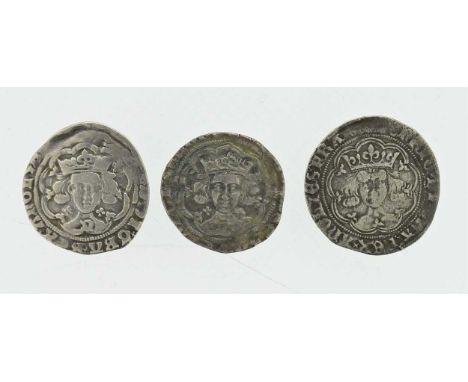 Three silver Groats: Henry V Groat, London mint; Edward IV Groat, Norwich, Light coinage (x2)