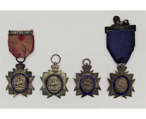 Army Temperance Association. Two 'White Star' medals awarded to celebrate five years of abstinence, one with a ribbon and pla