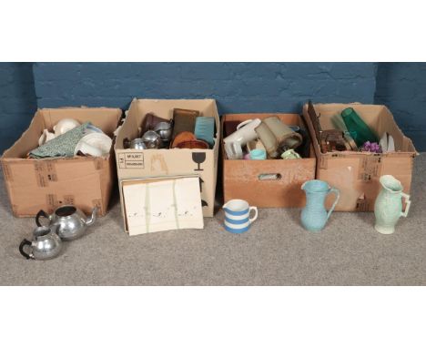 Four boxes of miscellaneous. To include Wedgwood, Cornish ware and Tuscan china etc.  