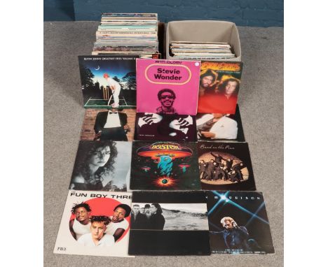 Two large boxes of vinyl records, to include The Joshua Tree by U2, Michael Jackson, Elton John, Paul McCartney and Wings and