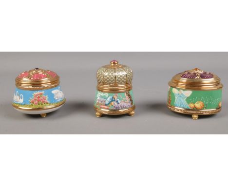 Three Franklin Mint musical lidded trinket  boxes.  