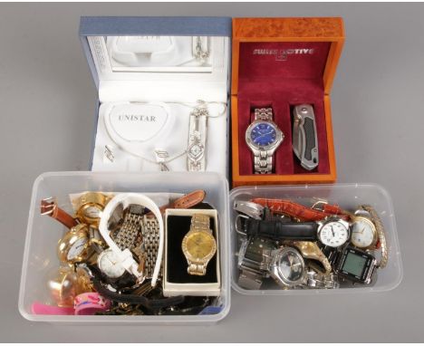 A large collection of men's and ladies quartz wristwatches, to include Sekonda and miniature torsion clock examples.  