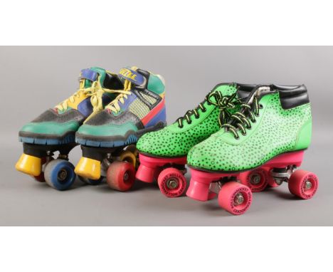 Two pair of retro roller skates. Roller rocket &amp; Skatezee uk size 4.  