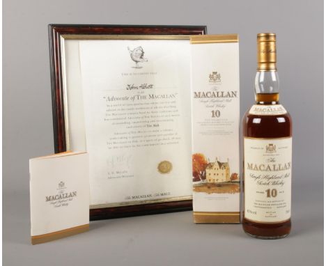 The Macallan 10 years single malt Scotch whisky. Boxed full and sealed.  