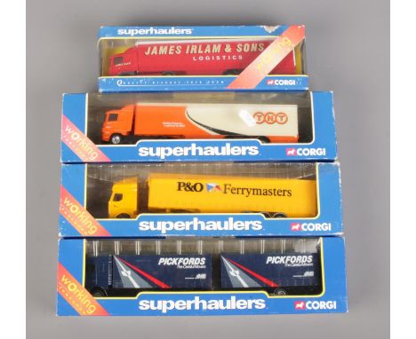 Four boxed Corgi Superhaulers diecast trucks. To include Pickfords, P&amp;O Ferrymasters, TNT, James Irlam &amp; Sons.  