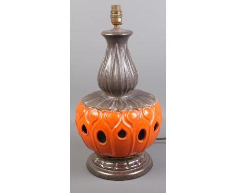 A West German ceramic baluster table lamp. (48cm)  