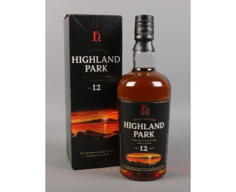 A bottle of Highland Park Scotch whisky. Aged 12 years, 70cl, boxed, full &amp; sealed.  