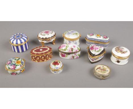 A selection of ten decorative trinket boxes.  