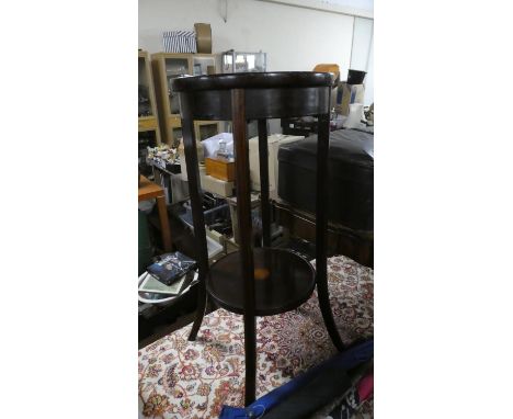 A Edwardian Two Tier Circular Topped Plant Stand with Stretcher Shelf, 75cm High 