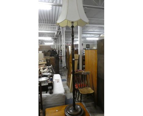 An Edwardian Oak Standard Lamp and Shade 