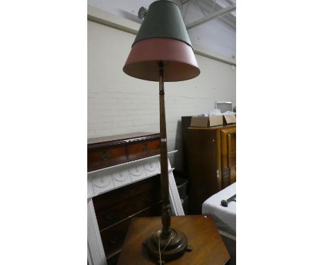 An Edwardian Oak Standard Lamp and Shade 