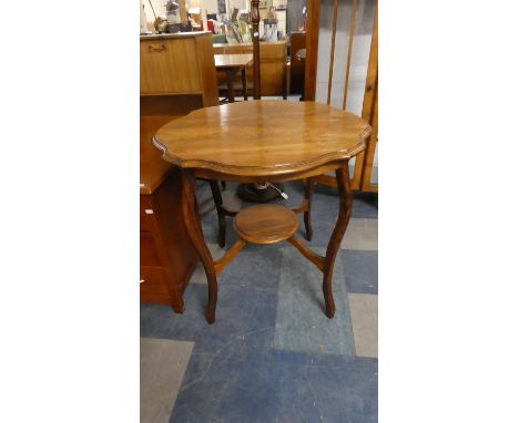 An Edwardian Mahogany Shaped Circular Top Occasional Table with Stretcher Shelf, 75cm Diameter 