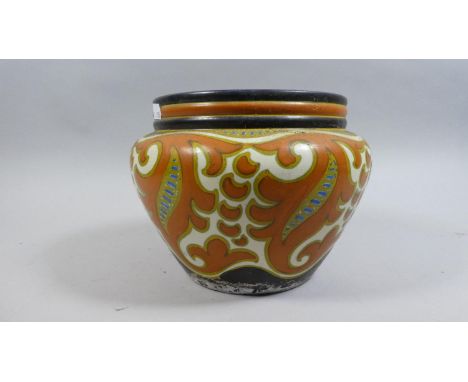 A Gouda Planter, Signed to Base, V, Nuba 122, Gouda Holland, Rub to Paint work at the Bottom of Body and Hair line to base, 1