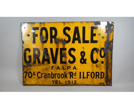 A Double Sided Enamel Estate Agent's Sign, For Sale, Graves &amp; Co., Ilford, 64cmx45cm 