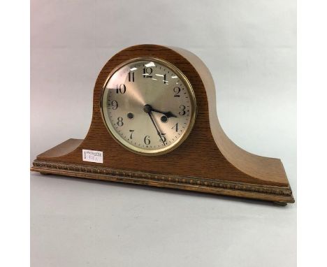 TWO EARLY 20TH CENTURY MANTEL CLOCKS, with five clock keys