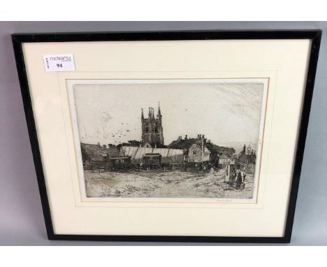 SIR FRANK SHORT (BRITISH 1857 - 1945), STROLLING PLAYERS etching, signed in pencil 17.5cm x 24.5cm Mounted, framed and under 