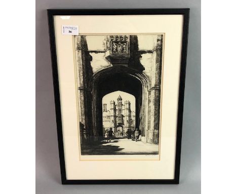 *SIDNEY TUSHINGHAM (1884 - 1968), GATEWAY, HAMPTON COURT PALACE etching, signed in pencil 31cm x 20.5cm mounted, framed and u