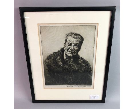 JOSEPH SIMPSON, THE PASTELIST, etching, signed in pencil, 25cm x 20cm, Mounted, framed and under glass, David C Lamond galler