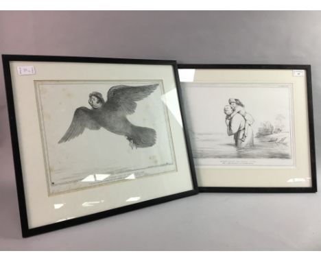 SNAFFLES, ONCE UPON A TIME, print; along with two cartoon prints of Robin Hood and Sindbad, and a framed lithograph (4)