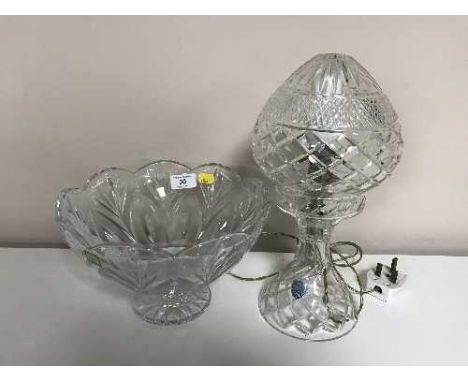 A Watford crystal table lamp and a Marquis Waterford crystal bowl 
