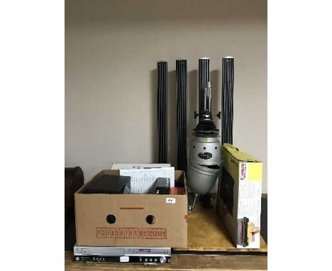 A quantity of assorted electricals - Canon Typestart typewriter, photographic enlarger, surround sound speakers, printer, Pan