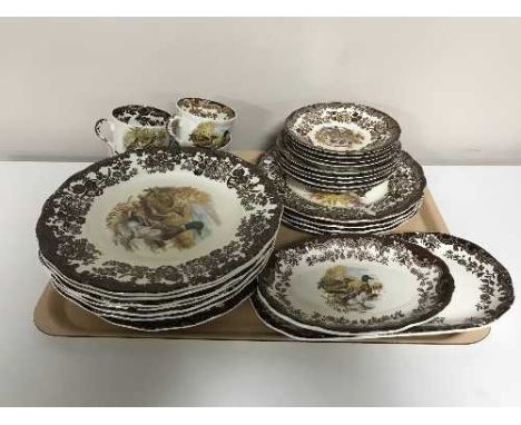 A box of approximately thirty seven pieces of Royal Worcester Pallissy Game Series tea and dinner ware 