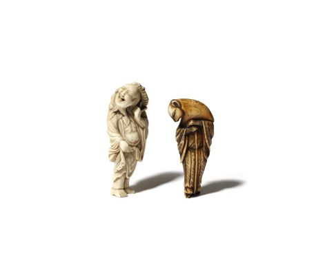 TWO JAPANESE IVORY NETSUKE EDO PERIOD AND LATER, 18TH CENTURY AND 19TH CENTURY One a tall Chokaro Sennin with his pet horse s