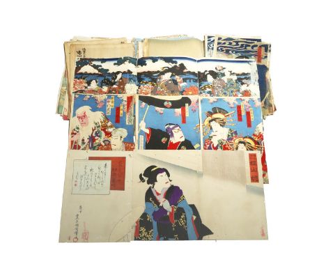 A COLLECTION OF FORTY JAPANESE WOODBLOCK PRINT TRIPTYCHS MEIJI PERIOD AND LATER, 19TH CENTURY AND LATER Comprising: portraits