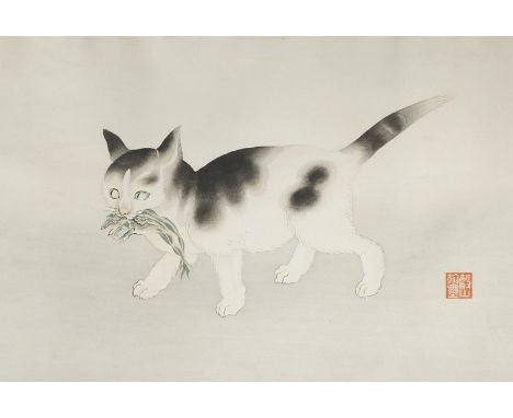 A JAPANESE WOODBLOCK PRINT OF A CAT SHOWA PERIOD, C.1930 Attributed to Aoyama Seizan (act. 1920-1930), the small feline depic