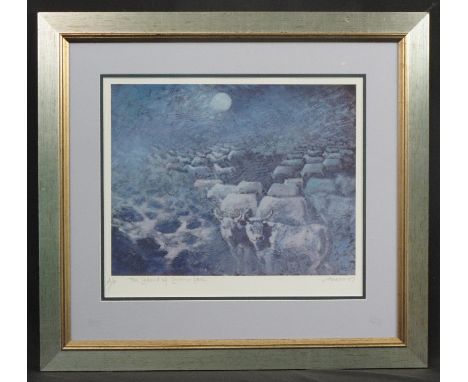 ANEURIN M. JONES, (contemporary, Welsh), 'The Legend of Llyn-y-Fan', artist's proof, coloured print, signed in pencil.  Frame
