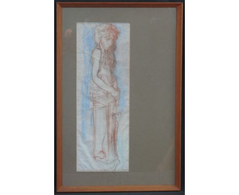 SIR FRANK BRANGWYN, (British, 1867-1956), portrait of a young girl, pastels.  46.5 x 16.5cm. CONDITION REPORT: Some discolour
