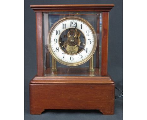 EARLY 20TH CENTURY, EUREKA CLOCK COMPANY LIMITED OF LONDON, FIVE GLASS, MAHOGANY CASED, ELECTRIC MANTEL CLOCK, plain mahogany