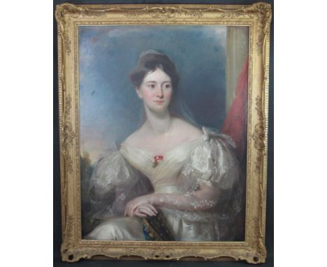 BRITISH SCHOOL, (19th Century), 'Portrait of Jane Marin, nee Russel, wife of Colonel Fletcher of Lowneswood', oils on canvas.